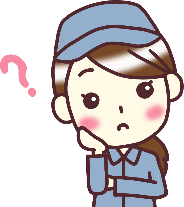 困っている作業服の女性